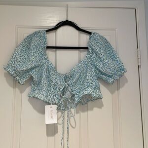 NWT Crop Blouse Tie Front